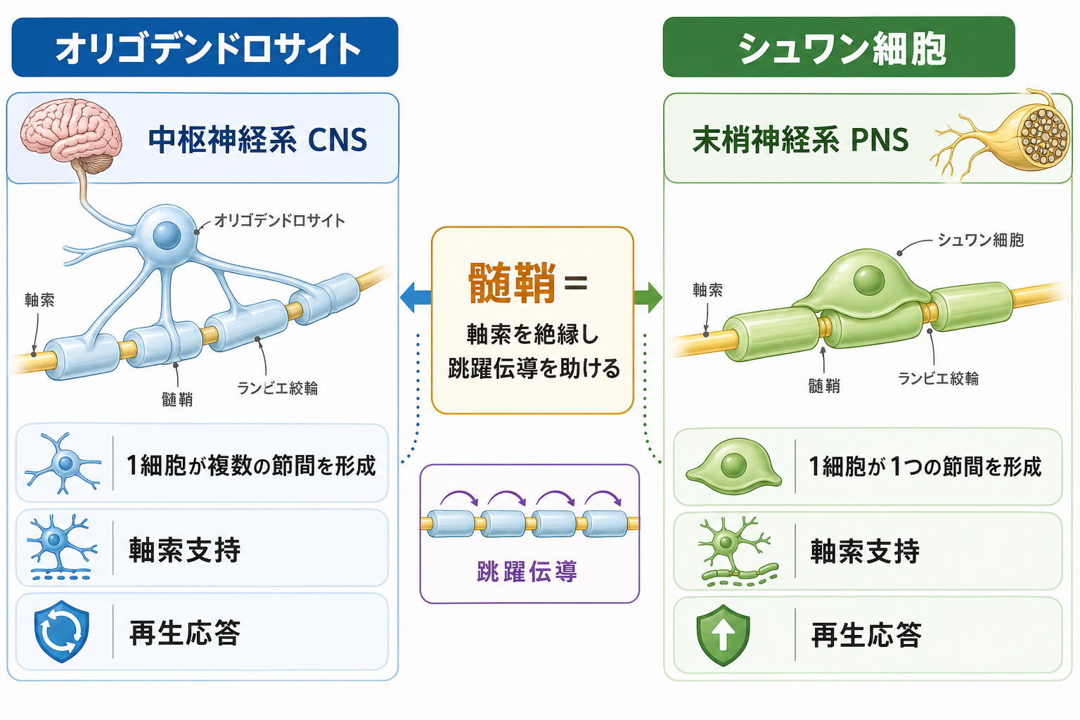 オリゴデンドロサイトとシュワン細胞の全体比較