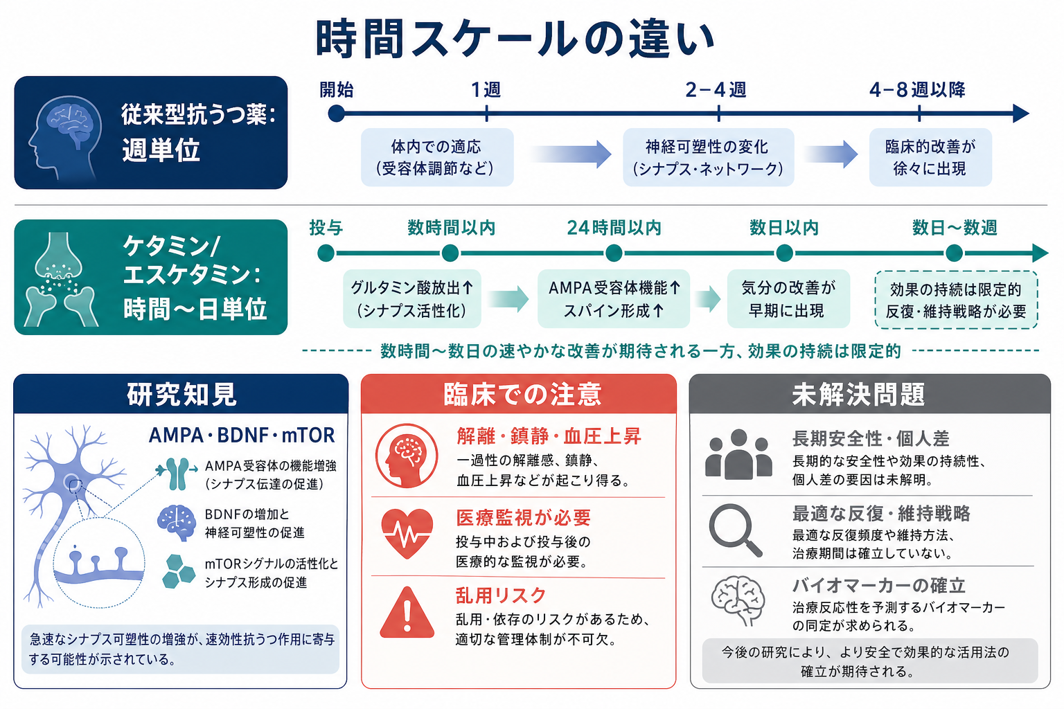 ケタミン型治療の時間スケールと臨床上の注意