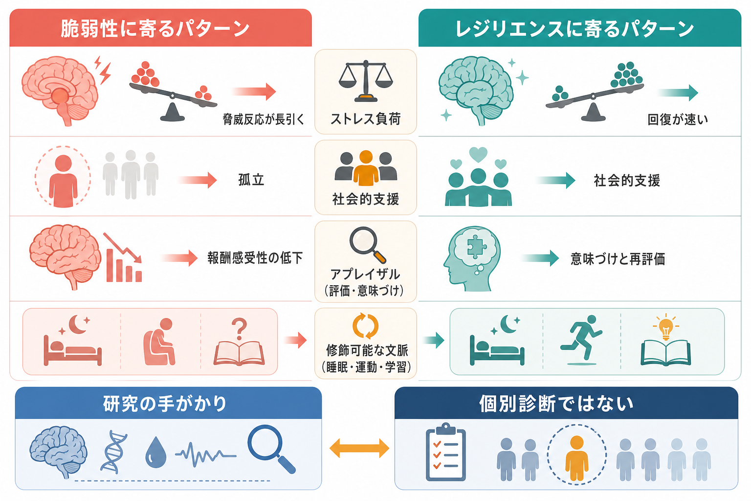 脆弱性とレジリエンスのパターン比較