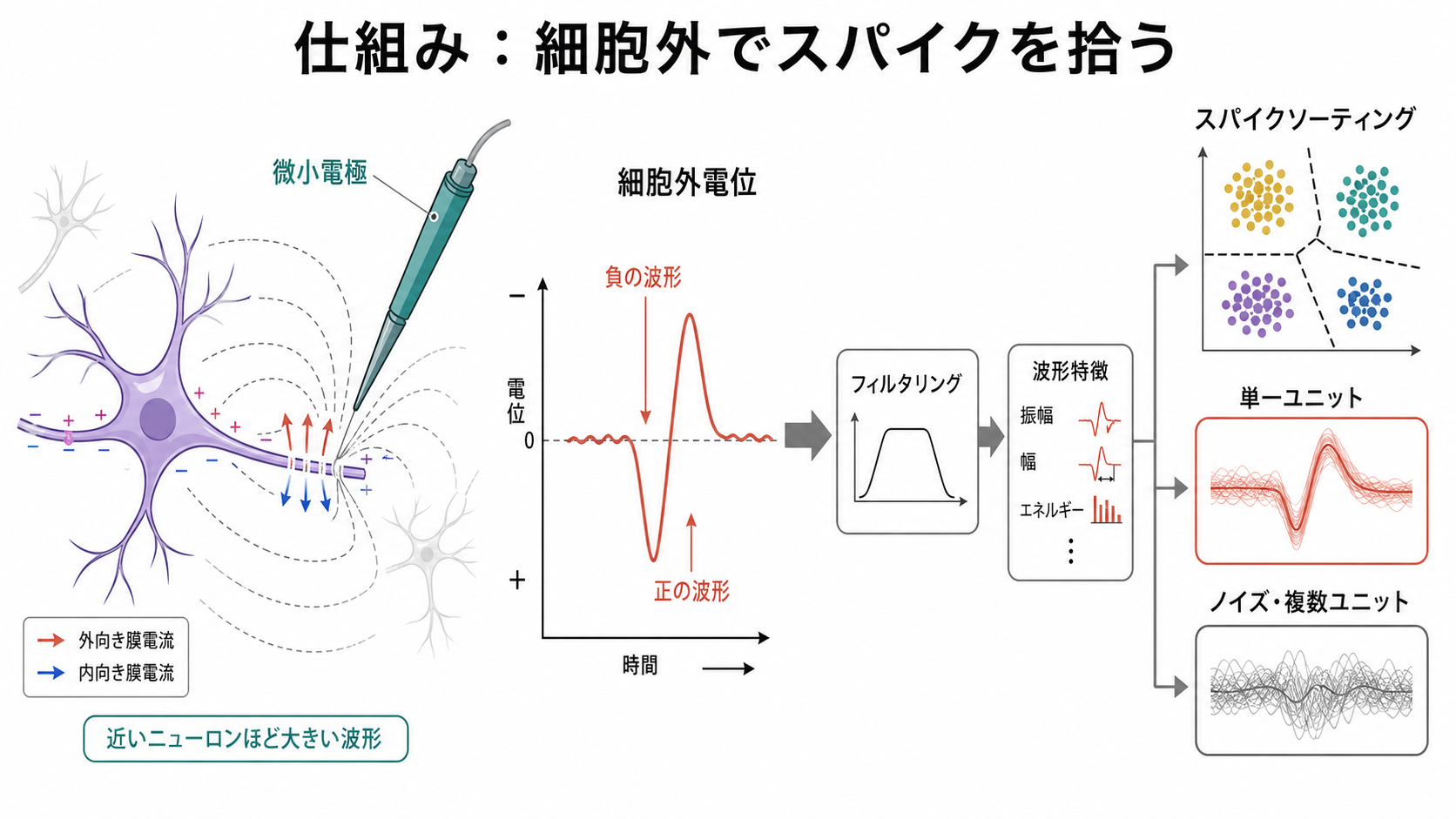 細胞外スパイク検出とソーティング