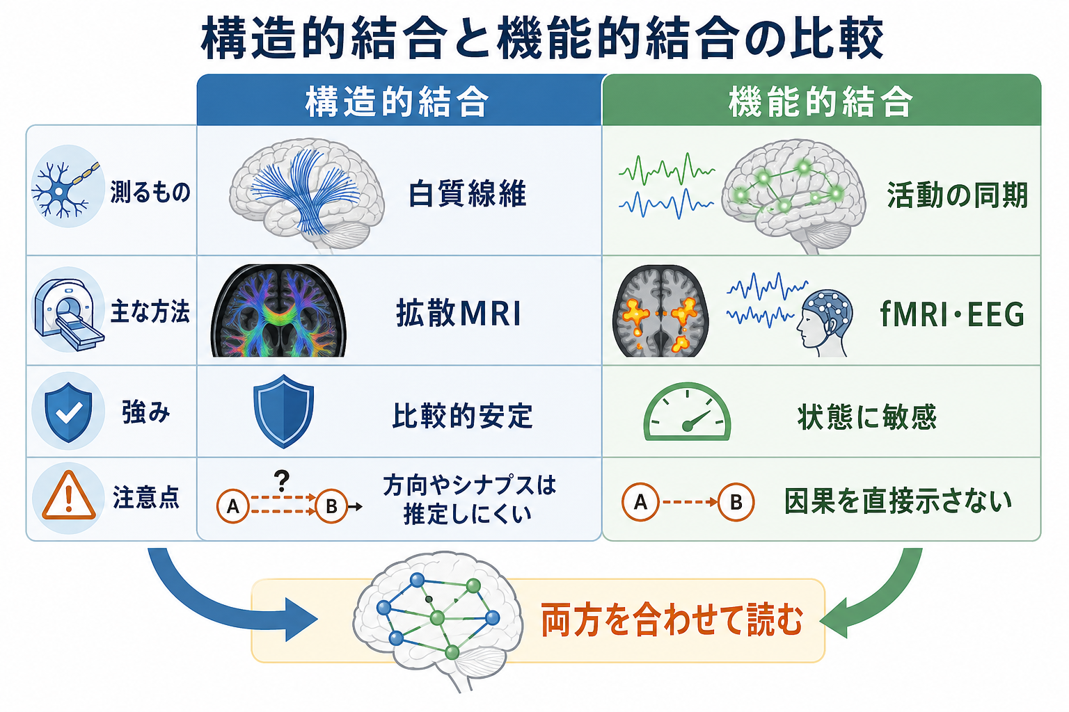 構造的結合と機能的結合の比較