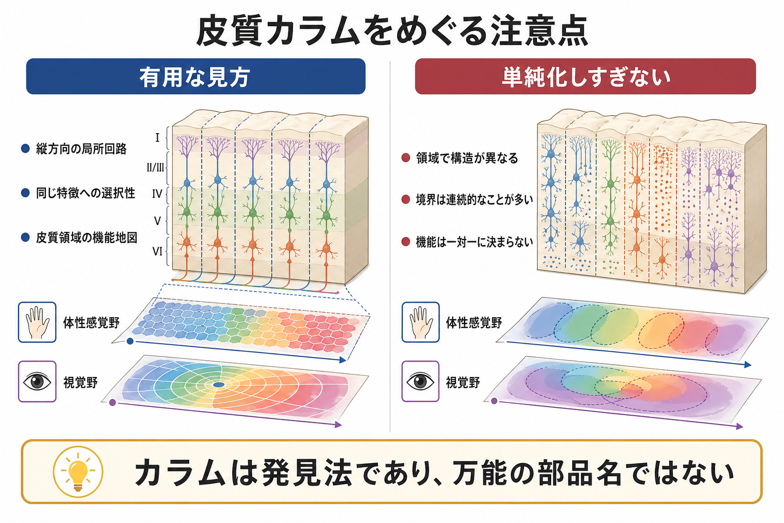 皮質カラム概念の有用性と限界