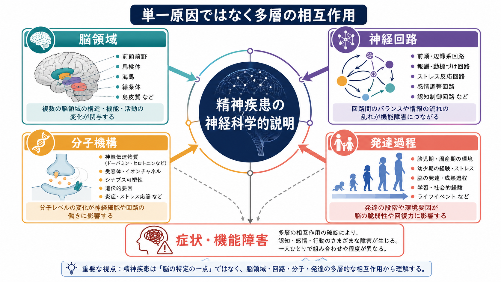 精神疾患を多層の相互作用として説明する概念地図