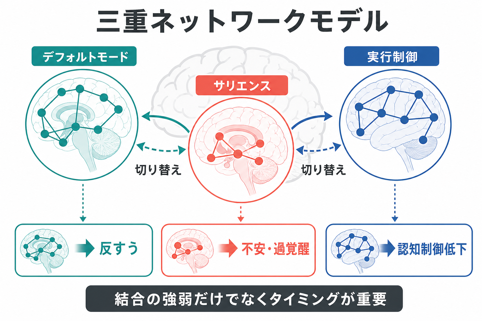 三重ネットワークモデルの機能的結合