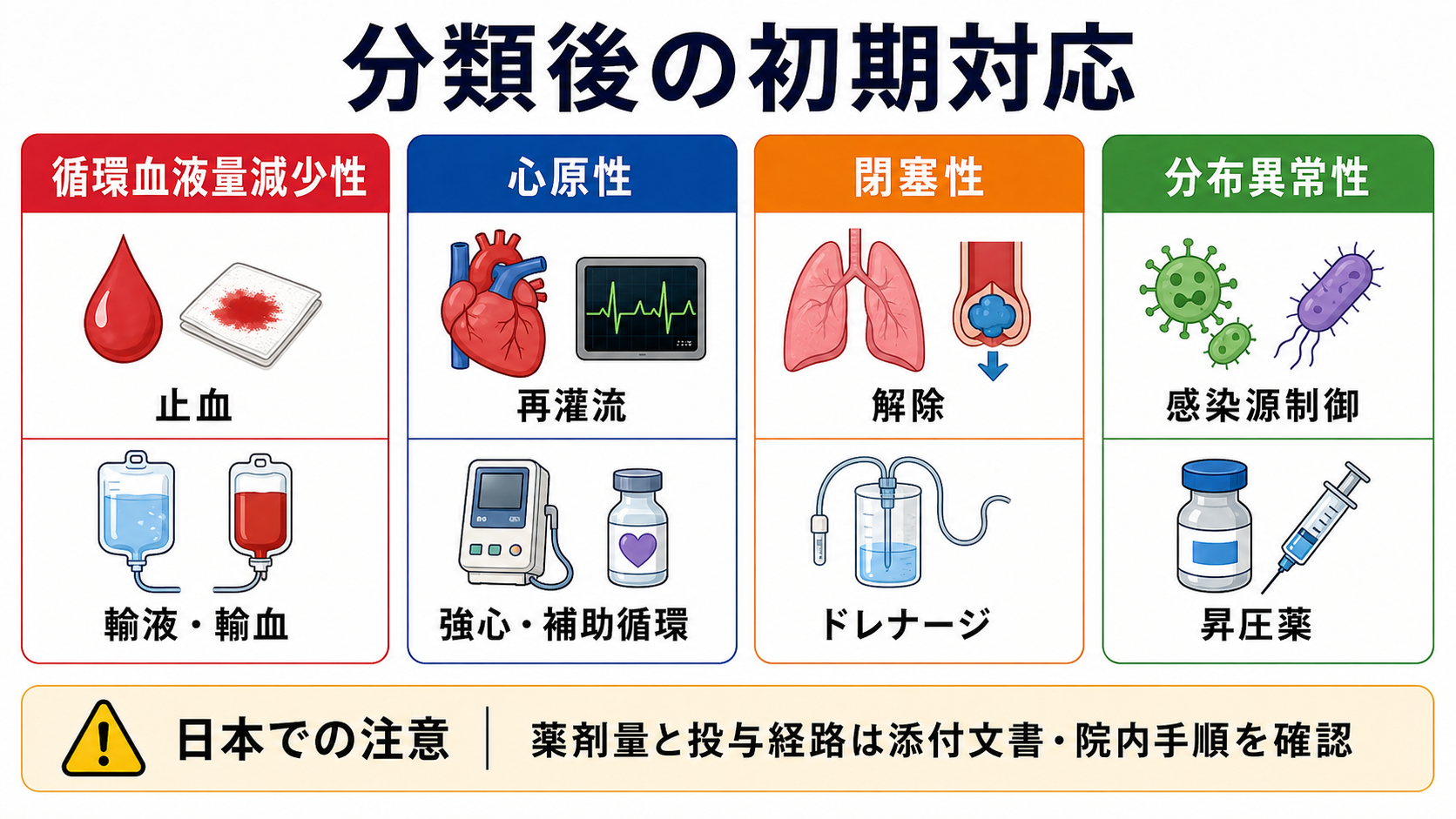 ショック分類後の初期対応
