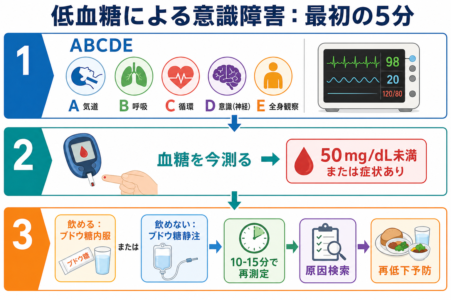 低血糖による意識障害の最初の5分