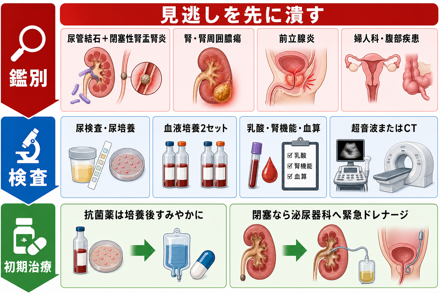 尿路感染症発熱の見逃し・検査・治療アルゴリズム
