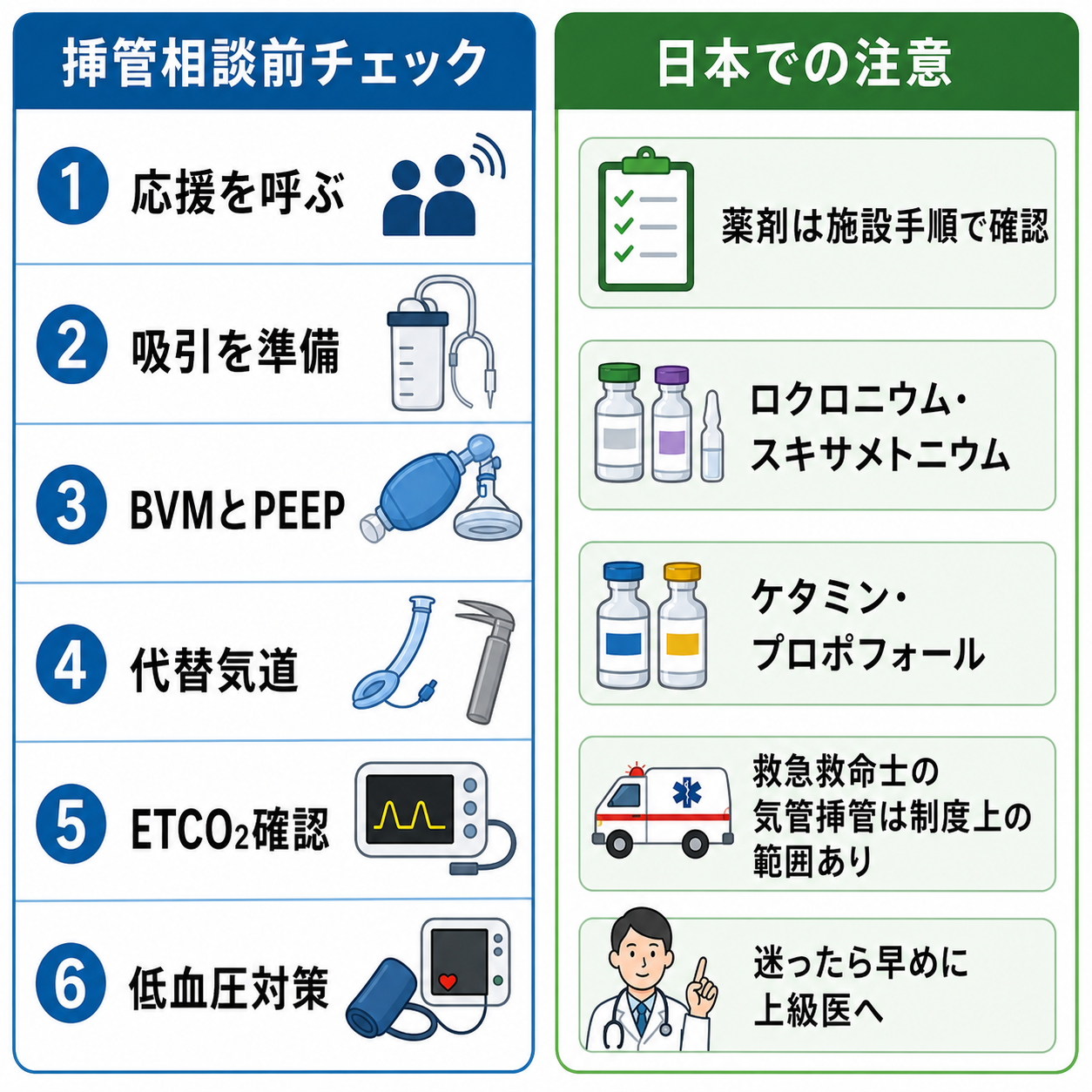 挿管相談前チェックと日本での注意
