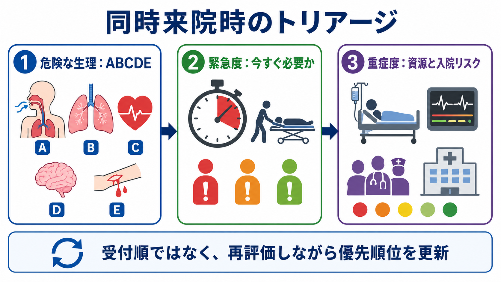 同時来院時のトリアージ概念図