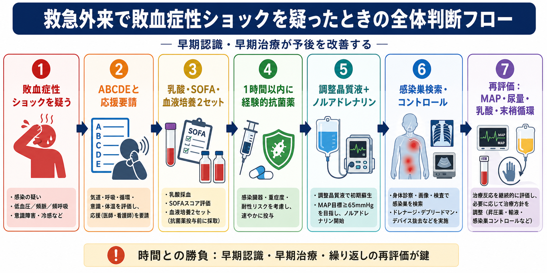 敗血症性ショック初期対応フロー