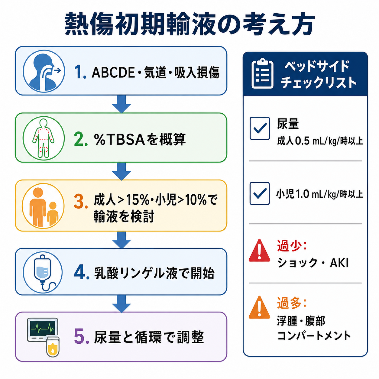 熱傷初期輸液の判断フロー