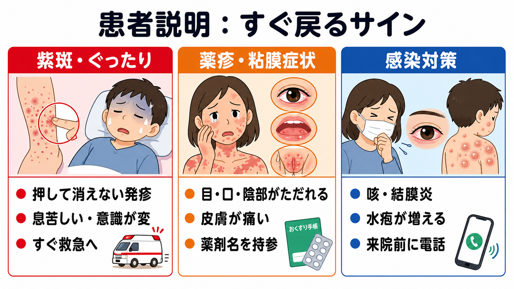 発熱と皮疹の患者説明ポイント