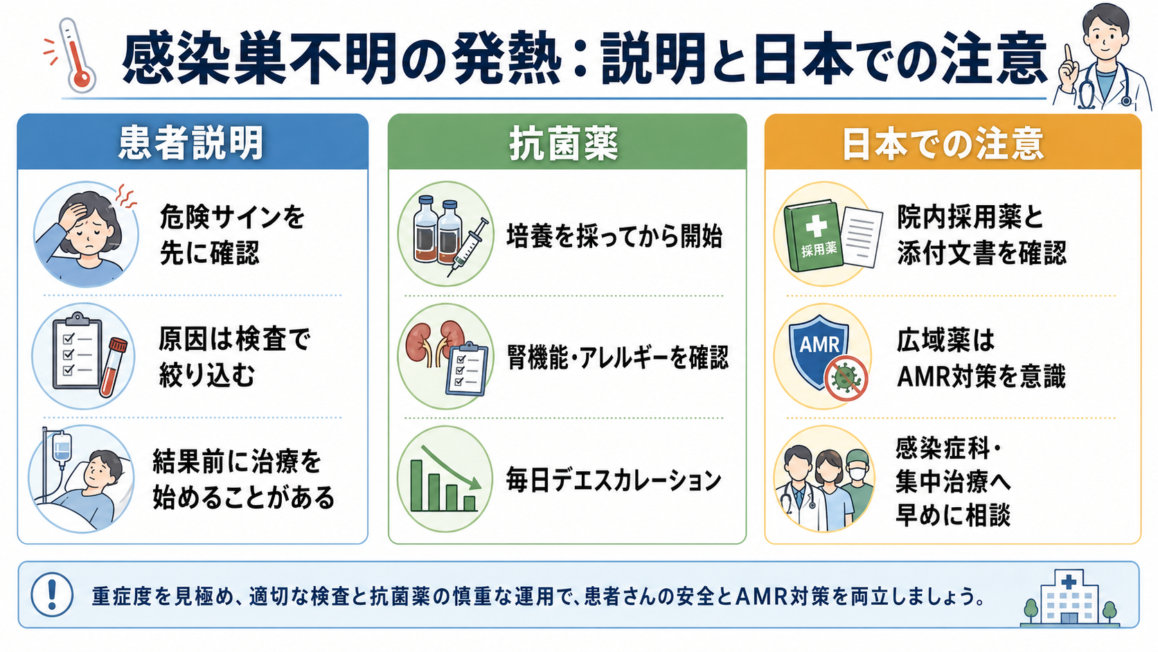 感染巣不明の発熱での患者説明と日本での注意