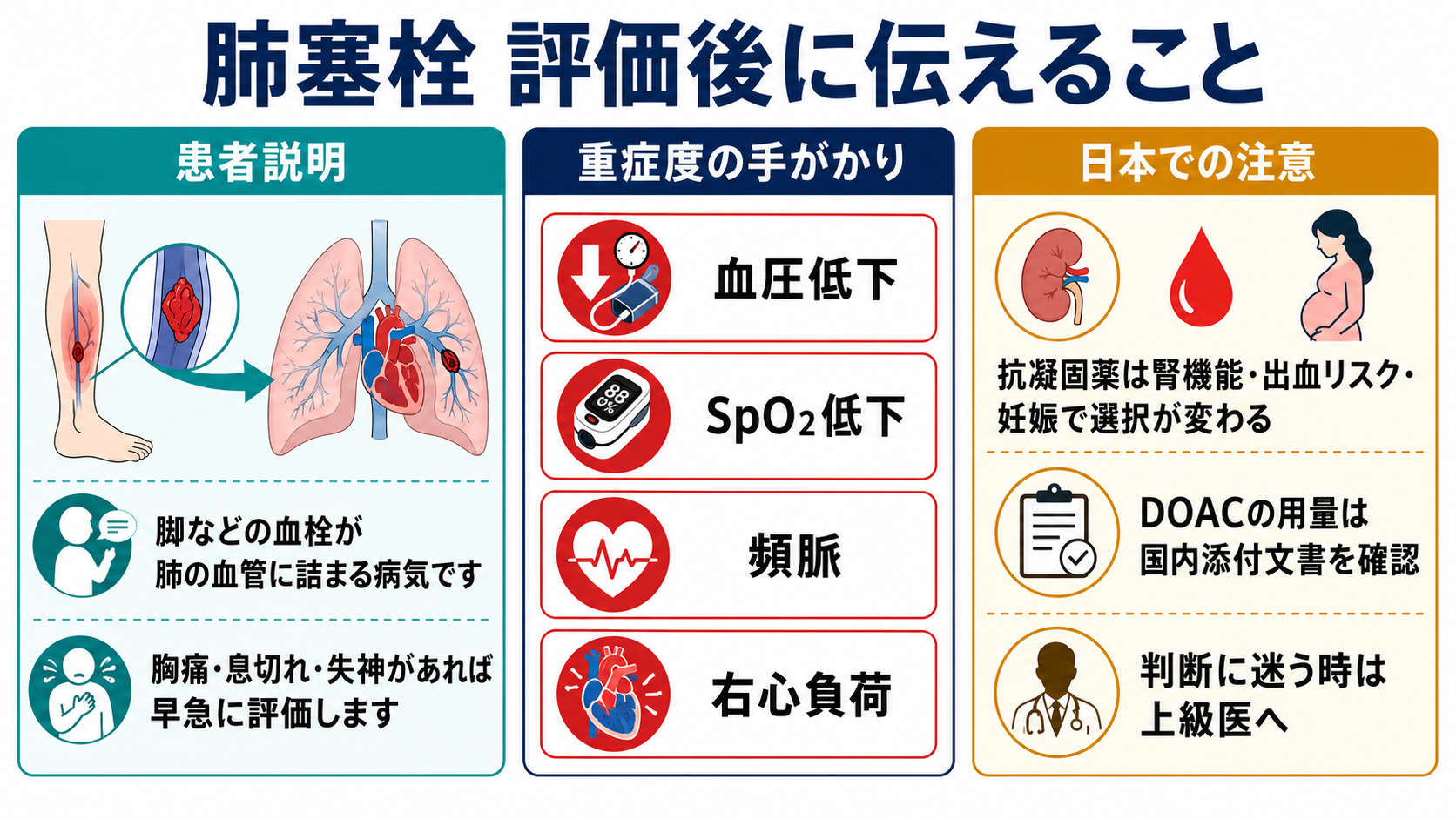 肺塞栓の患者説明と日本での注意